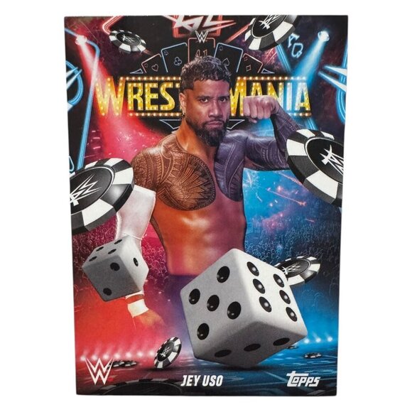 2025 Topps Wrestlemania 41 WWE WORLD Vegas Exclusive Card LE WM-14 JEY USO - Picture 1 of 4